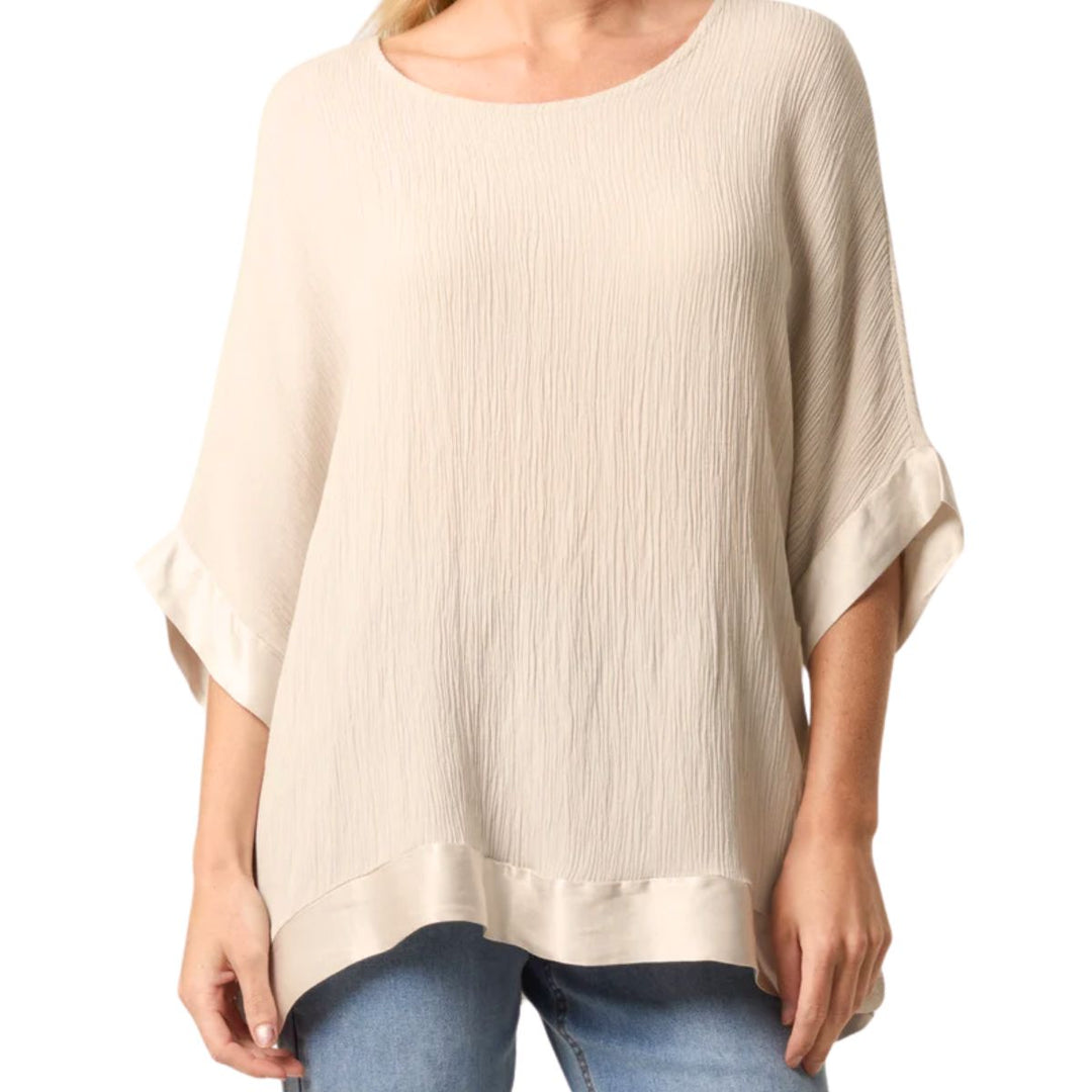 Cindy Stone Crinkle Silk Bottom Top - Sugarplum Boutique