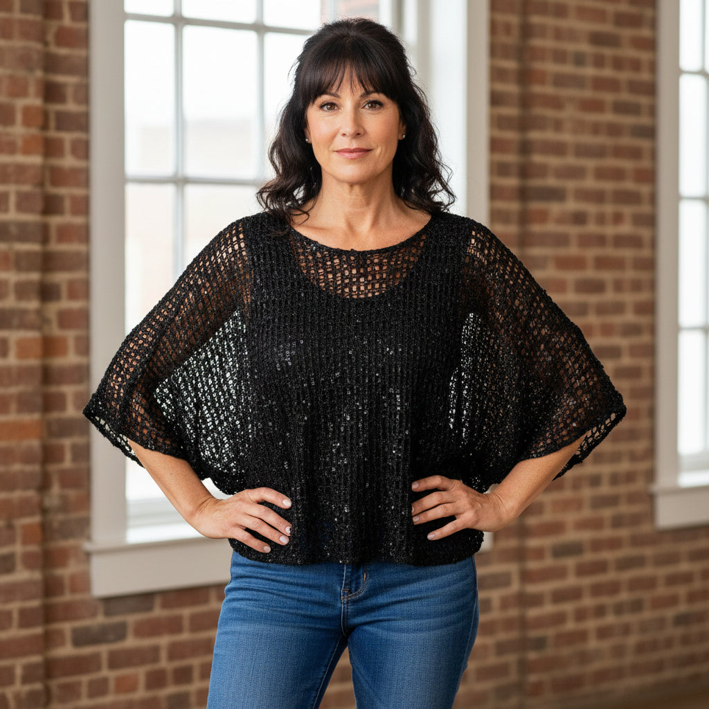 Clara Black Popcorn Style Layering Top-  Sugarplum Boutique