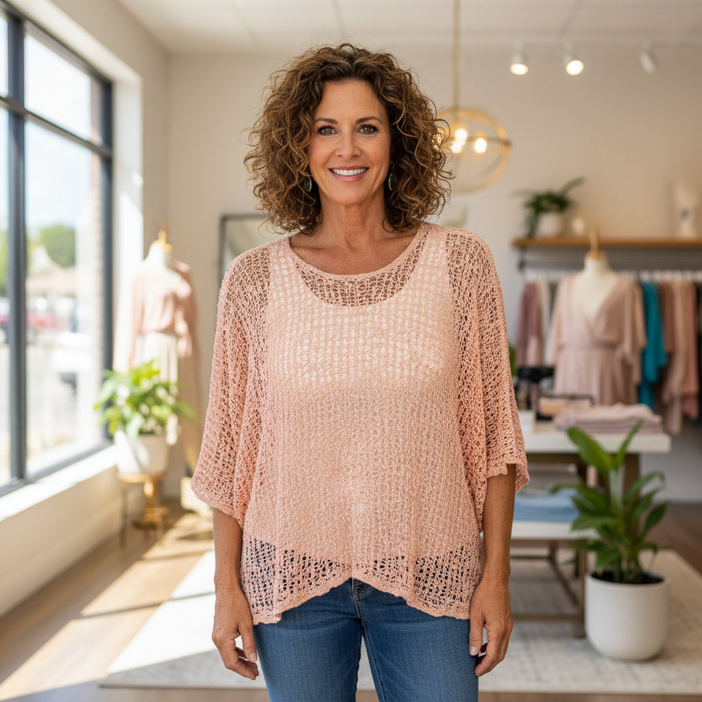 Clara Vintage Pink Popcorn Style Layering Top - Sugarplum Boutique