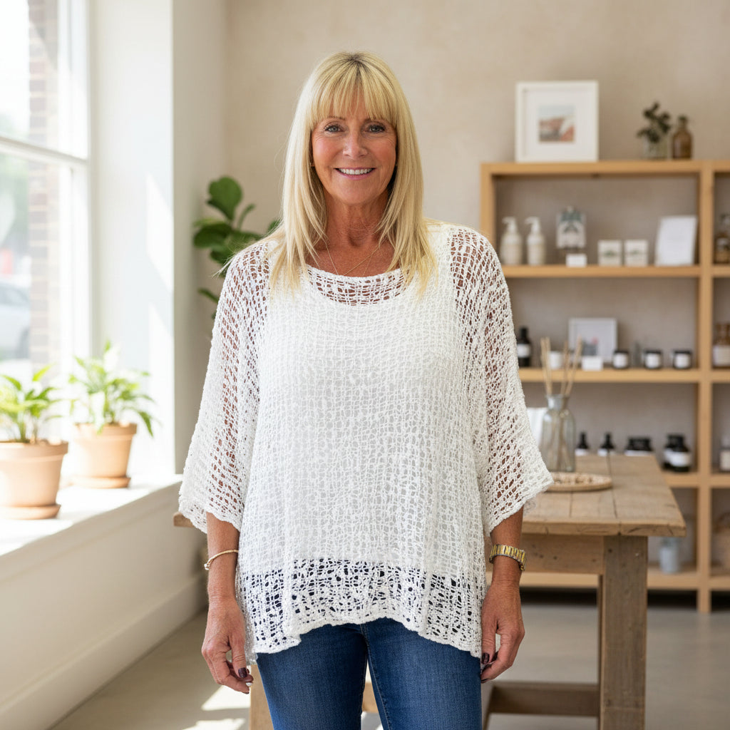 Clara White Popcorn Style Layering Top - Sugarplum Boutique