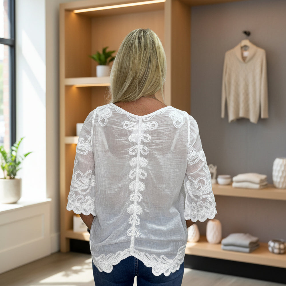 Clovelly-White-Cotton-Crochet-Wide-Sleeve-Top