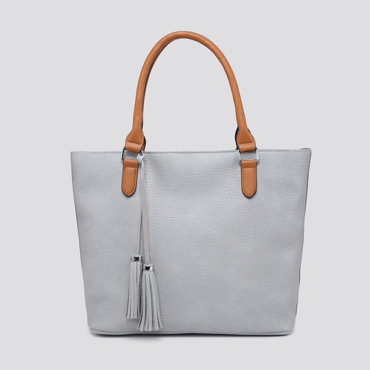 Colorado Faux Leather Two Piece Bag Set Light Grey - Sugarplum Boutique