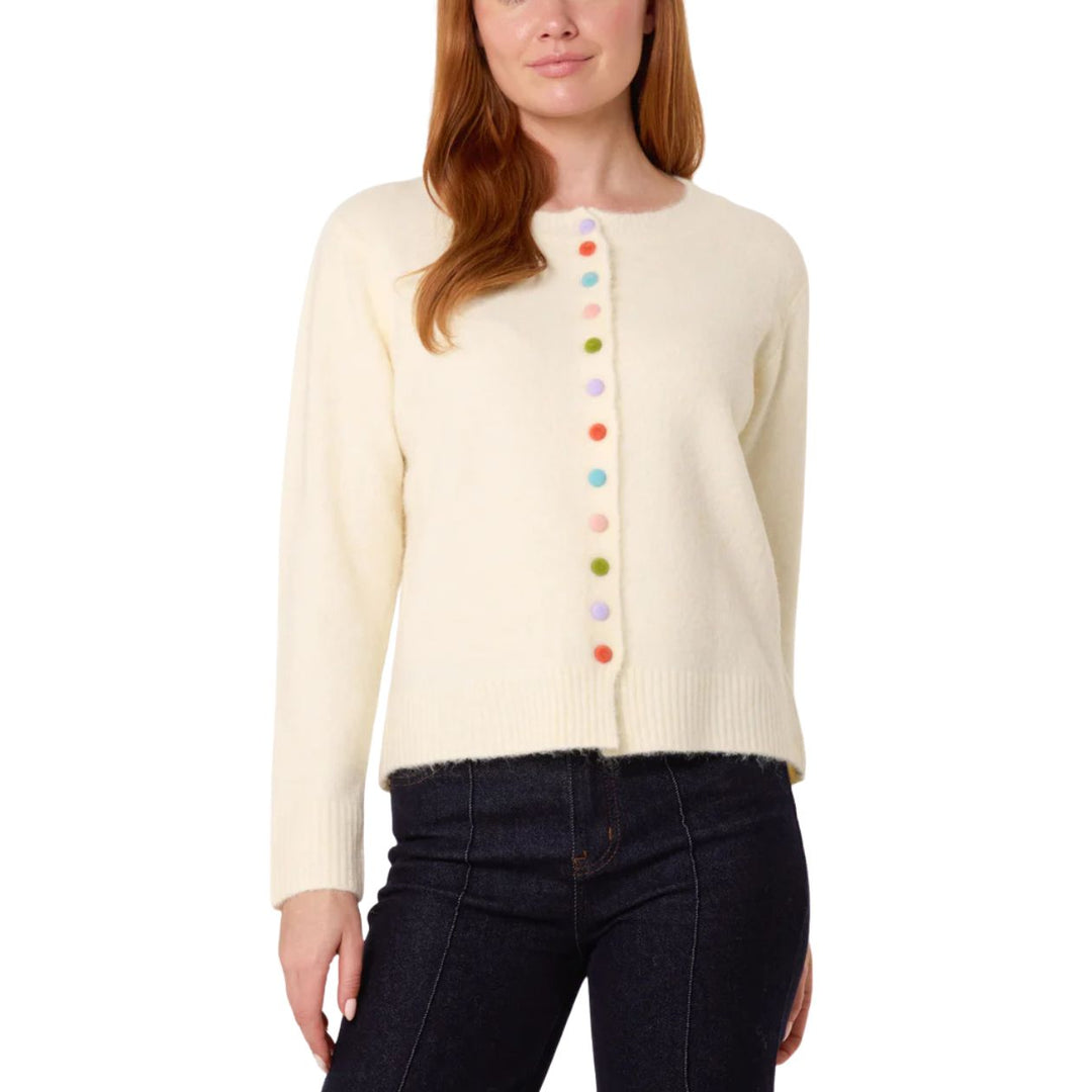 Colourful Buttons Vanilla Knit Cardigan - Sugarplum Boutique