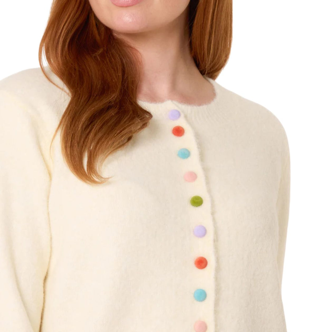 Colourful Buttons Vanilla Knit Cardigan - Sugarplum Boutique