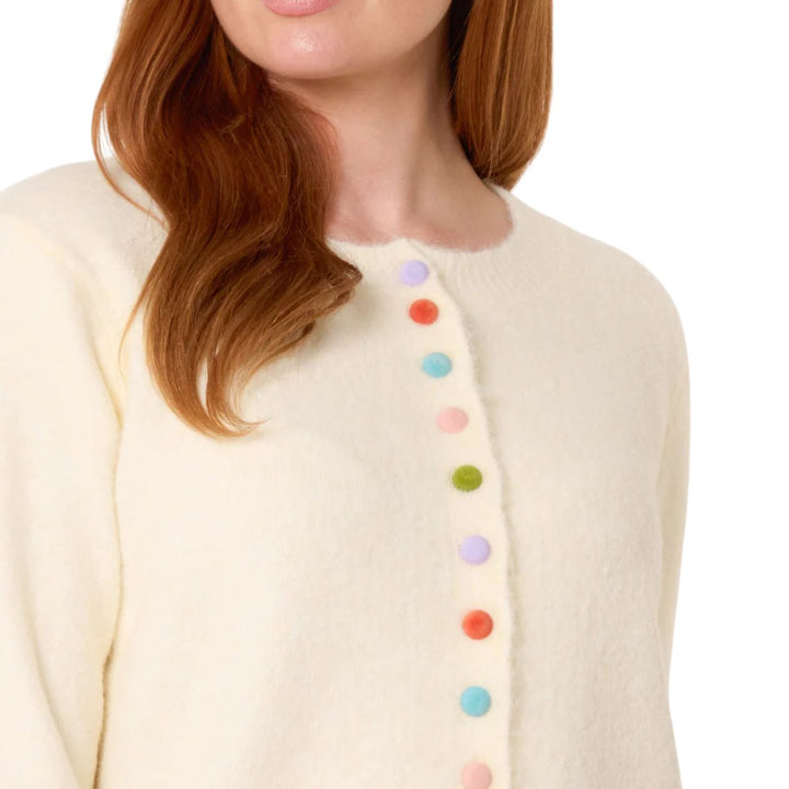 Colourful Buttons Vanilla Knit Cardigan - Sugarplum Boutique