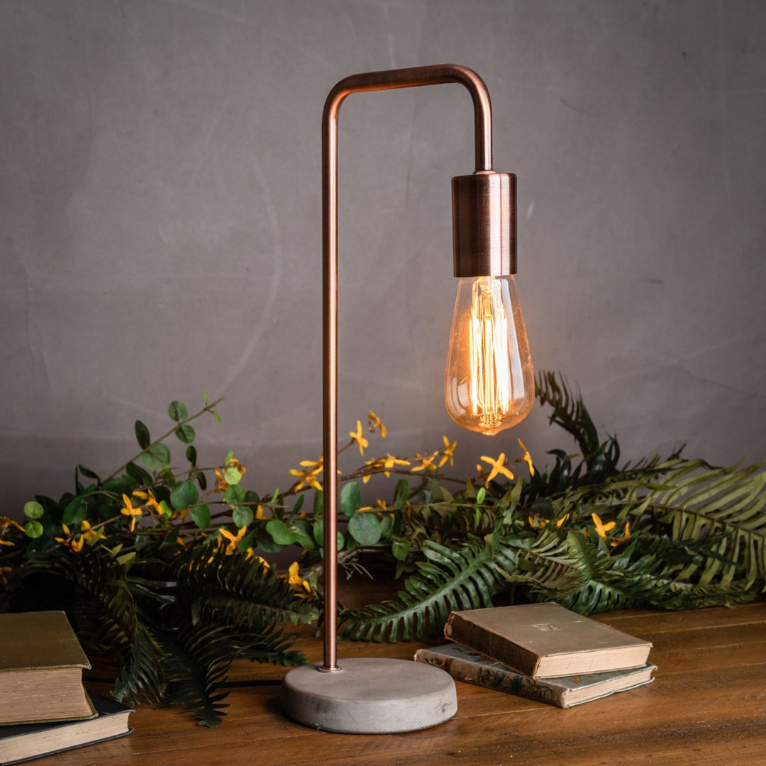 Copper Industrial Lamp With Stone Base - Sugarplum Boutique