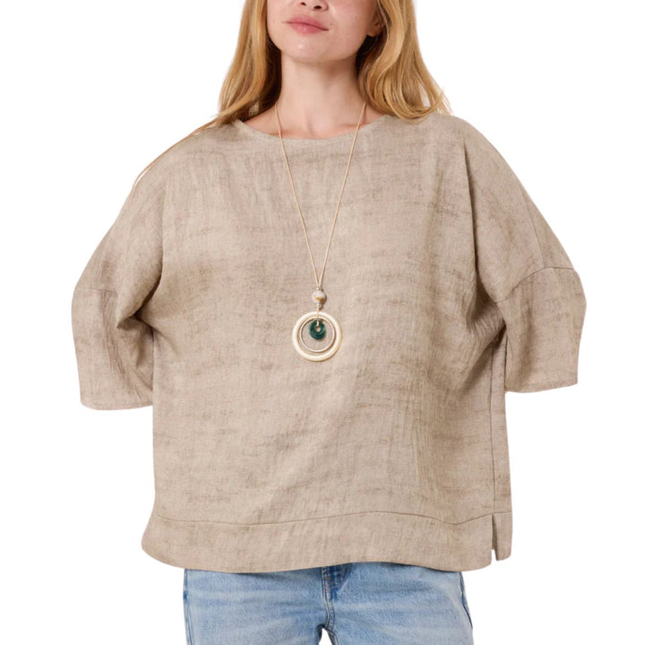 Cosmo Round Neck Two Piece Necklace Top Mocha Brown - Sugarplum Boutique