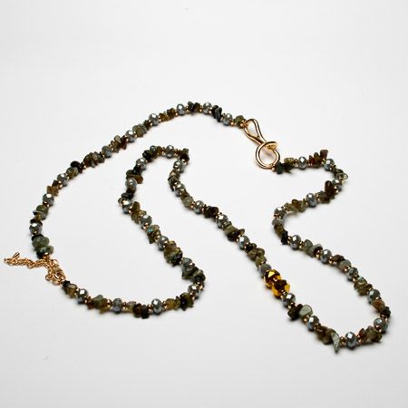  Crystal Glass Beaded Grey Metal Twist Long Necklace - Sugarplum Boutique