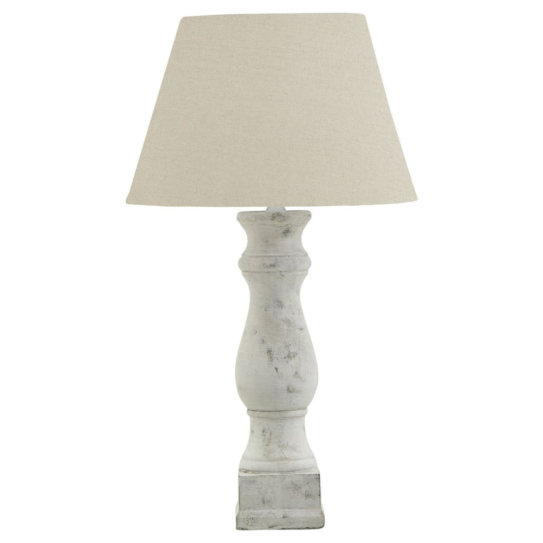 Darcy Antique White Candlestick Table Lamp With Linen Shade -  Sugarplum Boutique