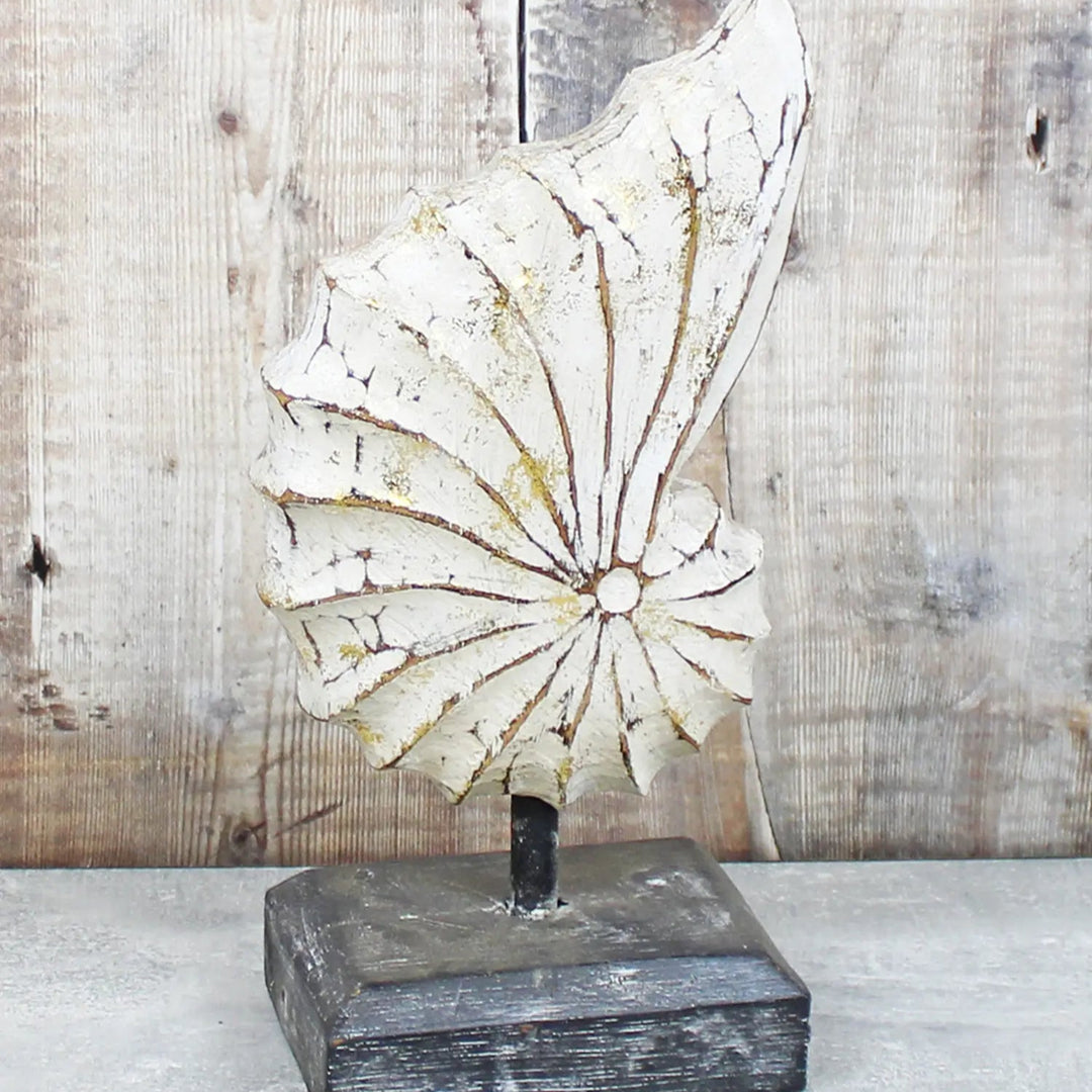 Decorative Wooden Shell On Stand White – Sugarplum Boutique & Home