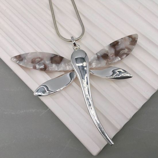 Deidre Dragonfly Long Necklace Silver - Sugarplum Boutique