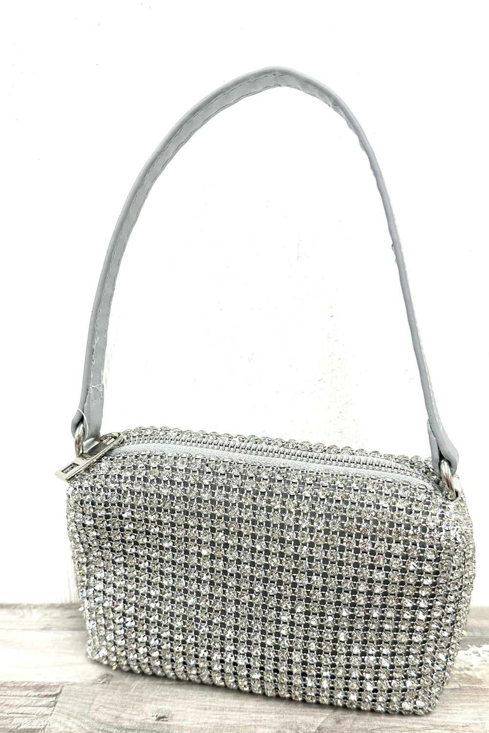 Diamante Handbag Silver - Sugarplum Boutique
