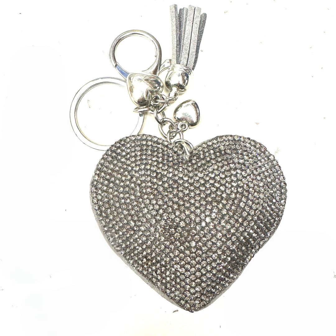 Diamante Heart keyring  Grey