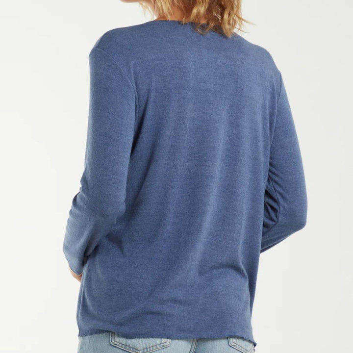 Diamante Star Denim Blue Light Knit Jumper - Sugarplum Boutique
