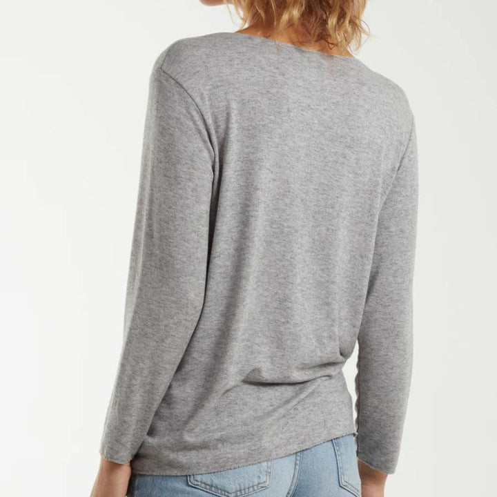 Diamante Star Light Knit Jumper Light Grey - Sugarplum Boutique