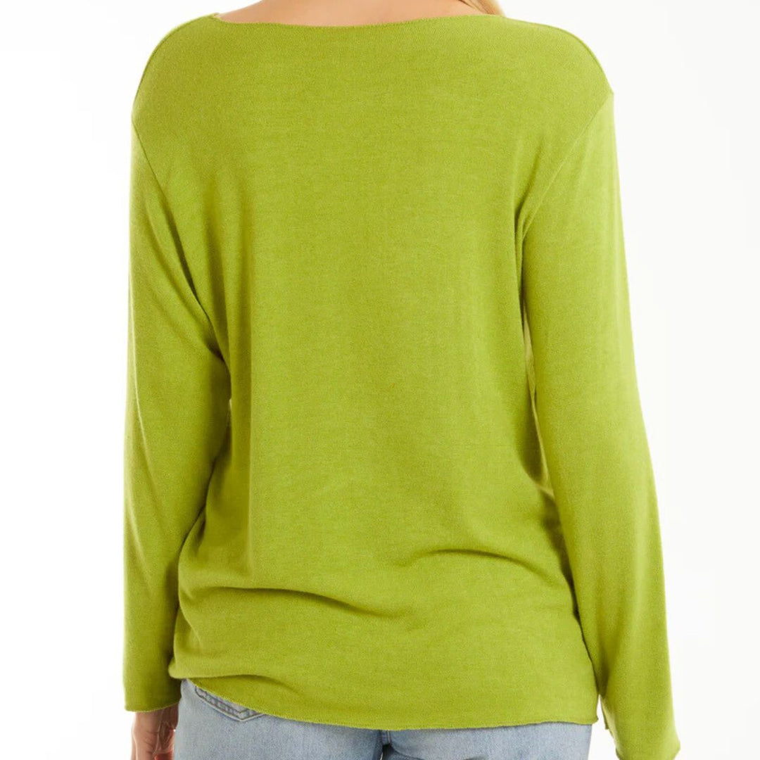 Diamante Star Light Knit Jumper Lime Green - Sugarplum Boutique