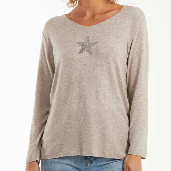 Diamante Star Stone Light Knit Jumper - Sugarplum Boutique