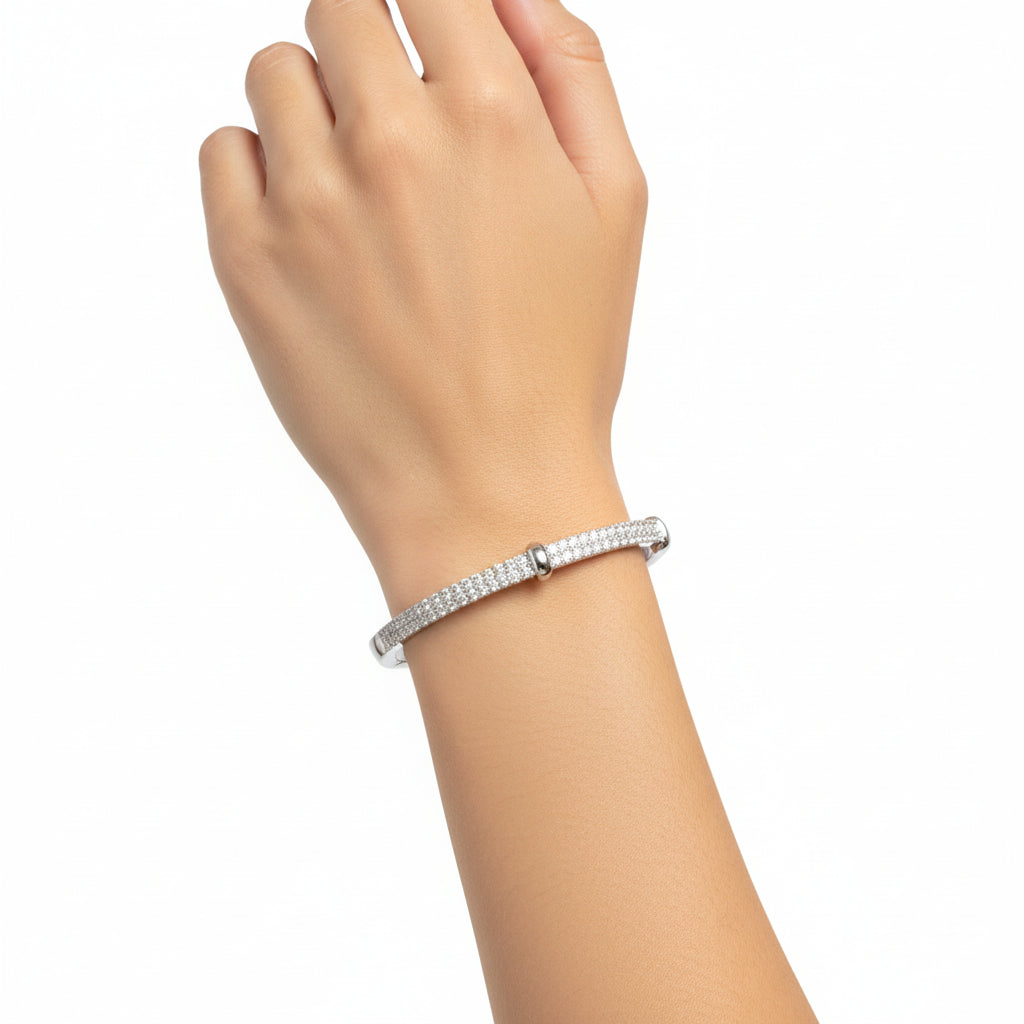 Diamante Silver Bangle - Sugarplum Boutique