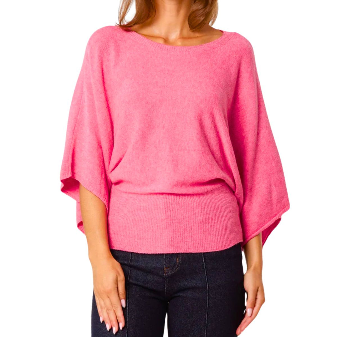 Dilly Pink Batwing Jumper - Sugarplum Boutique