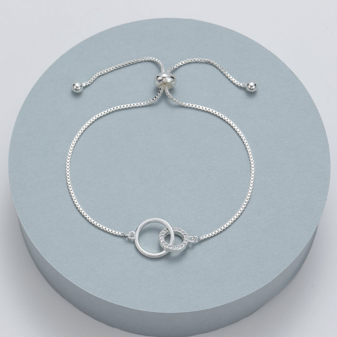 Double Circle Friendship Bracelet Silver - Sugarplum Boutique
