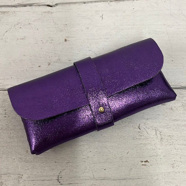 Metallic Leather Glasses Case Purple - Sugarplum Boutique