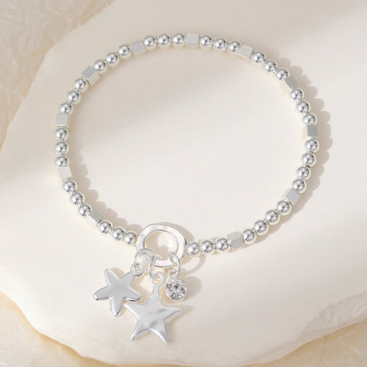 Eliza Star Silver Stretch Bracelet - Sugarplum Boutique 