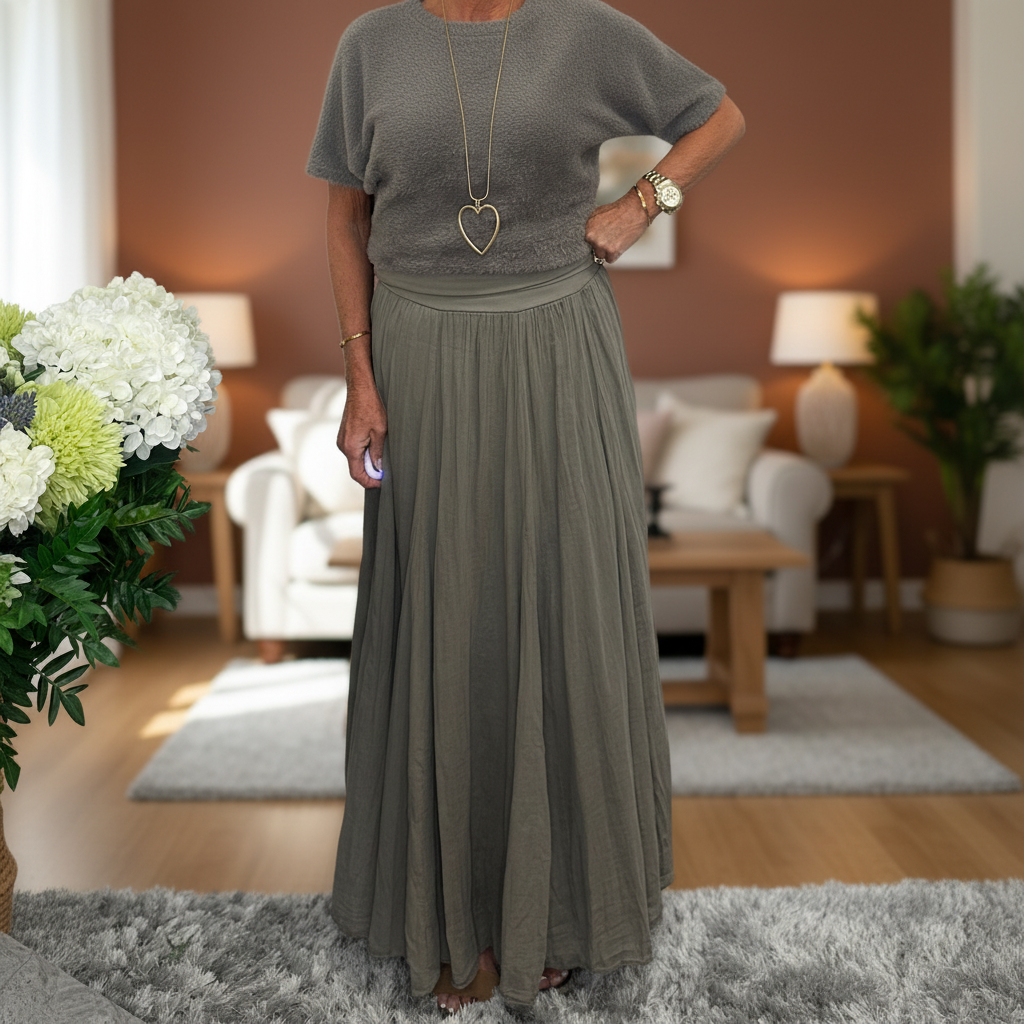 Ellen Cotton Jersey Waistband Maxi Skirt Mocha Brown - Sugarplum Boutique