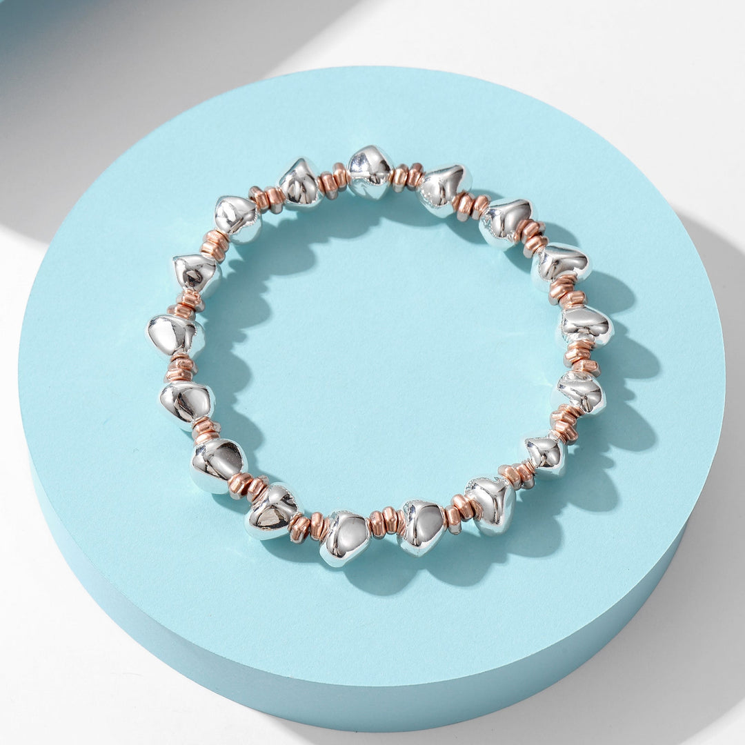 Elouise Beaded Stretch Bracelet Rose Gold - Sugarplum Boutique