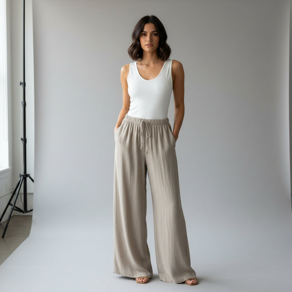 Emilee Flared Leg Comfy Waistband Mocha Brown Trousers - Sugarplum Boutique