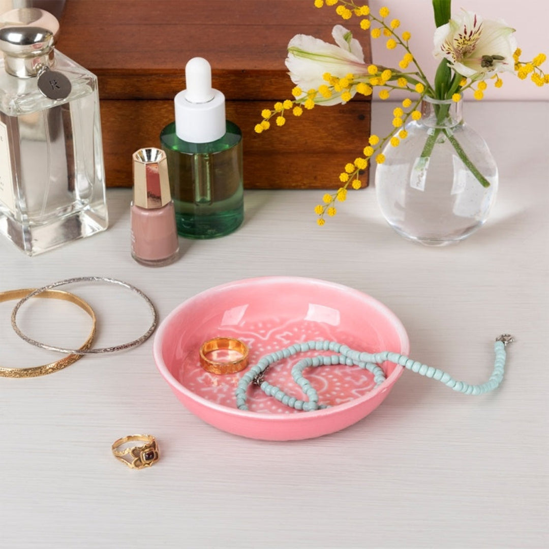 Enamel Trinket Dish Pink 10cm - Sugarplum Boutique