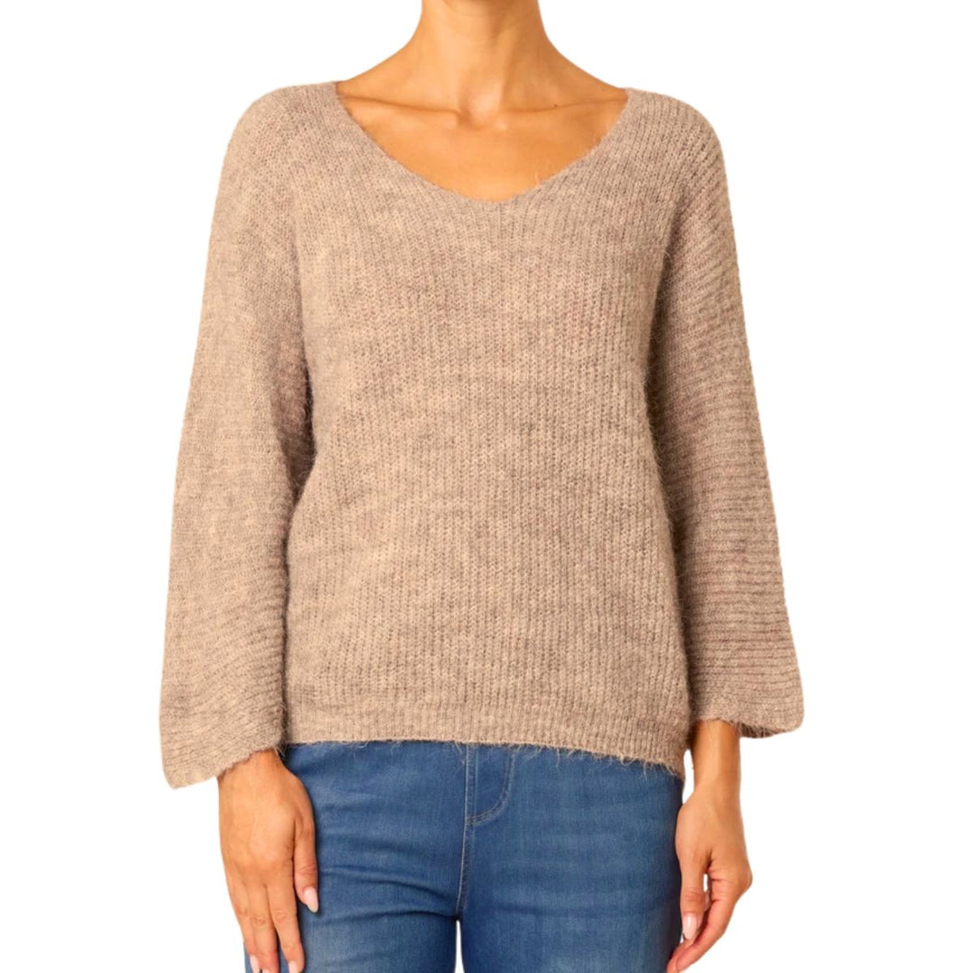 Evie Cosy Knit Mocha Brown Jumper - Sugarplum Boutique