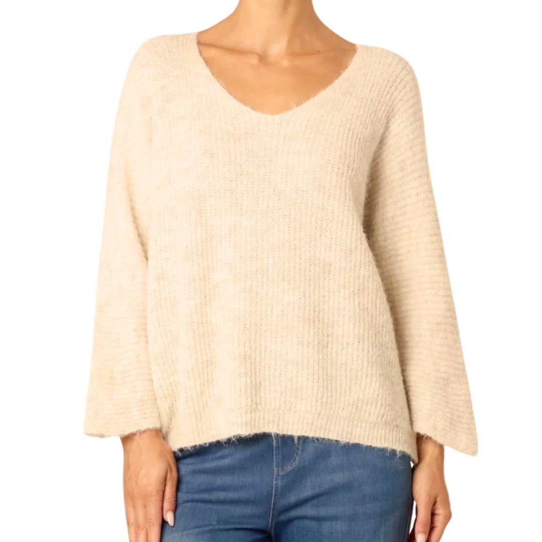Evie Cosy Knit Stone Jumper - Sugarplum Boutique