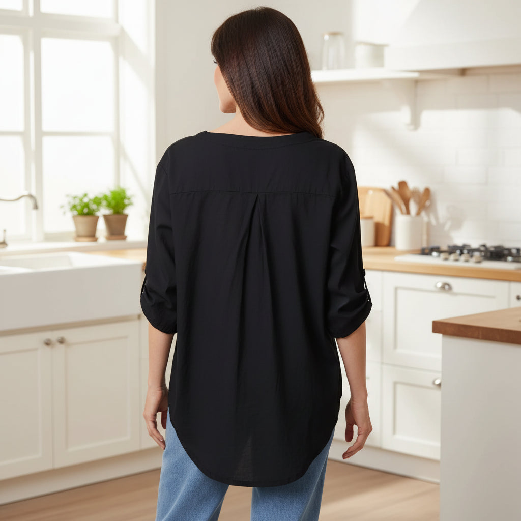 Evie Embellished Black Cotton Cut Out Floral Shirt Top - Sugarplum Boutique