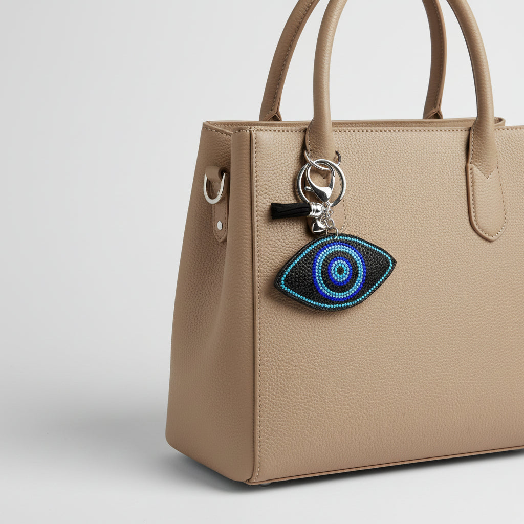 Evil Eye Diamante Eye Keyring Black - Sugarplum Boutique