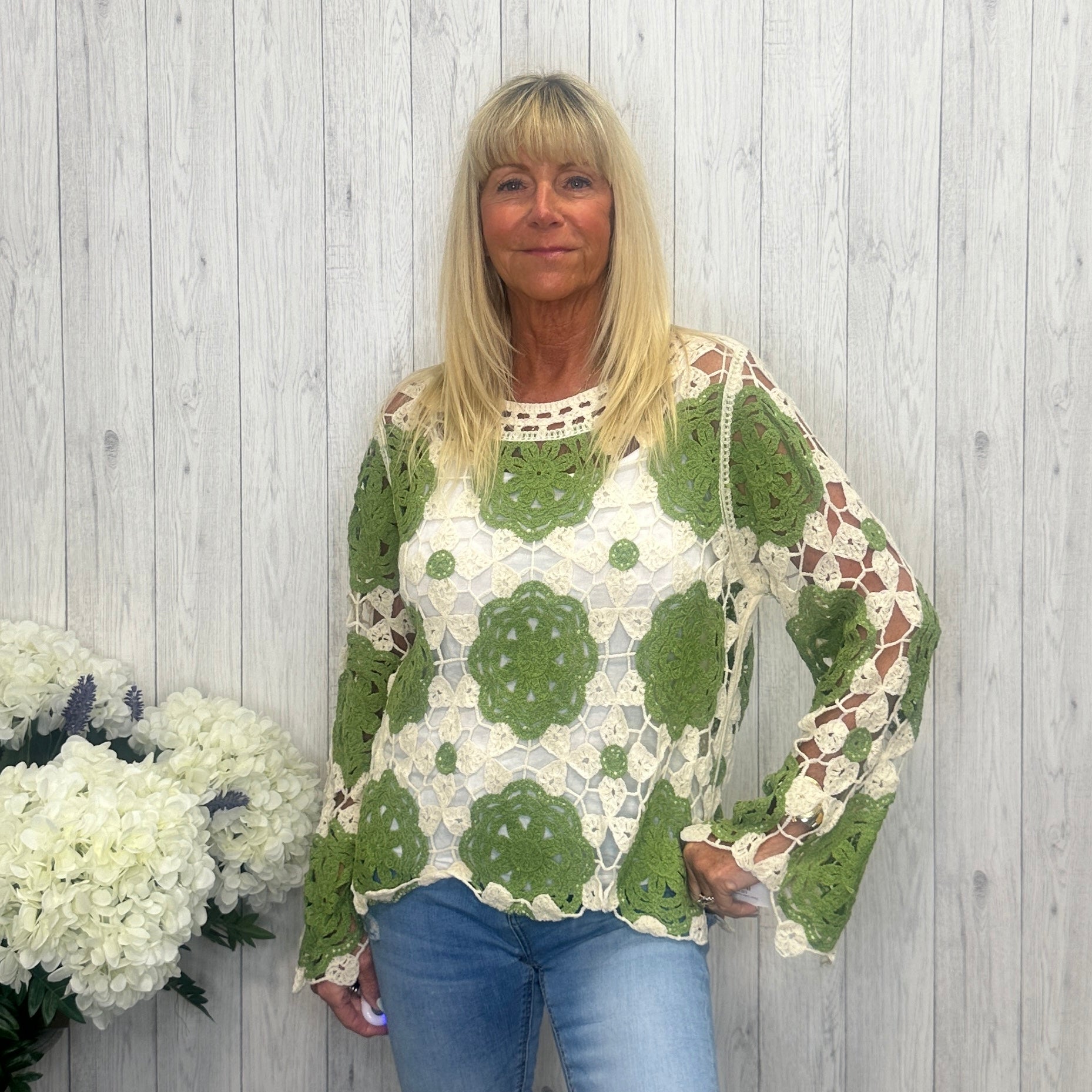 CROCHET LIKE FLOWER LONG TOP
