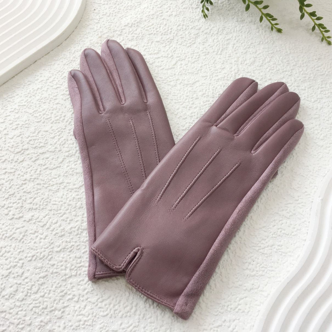 Falcon Faux Leather Suedette Lilac Winter Gloves - Sugarplum Boutique