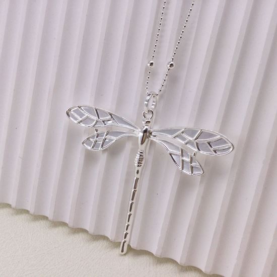 Filigree Dragonfly Long Necklace Silver - Sugarplum Boutique