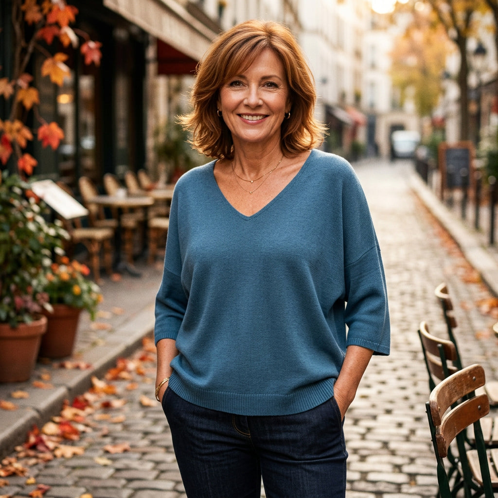 Fiona Fine Knit Teal Green V Neck Jumper - Sugarplum Boutique