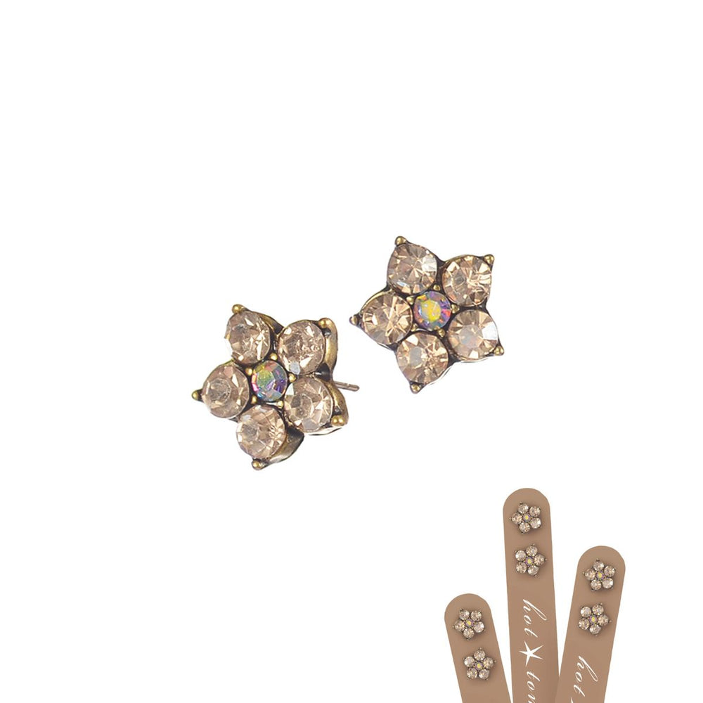 Five Petal Floral Stud Earrings Gold - Sugarplum Boutique