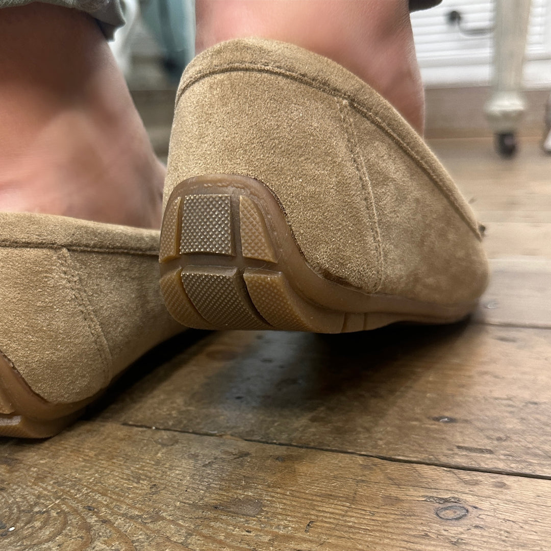 Flat Moccasin Faux Suede Cushioned Lightweight Loafer Shoe Camel - Sugarplum Boutique