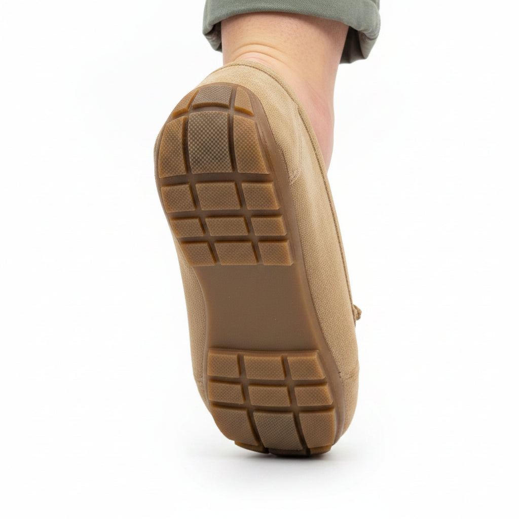 Flat Moccasin Faux Suede Cushioned Lightweight Loafer Shoe Stone - Sugarplum Boutique