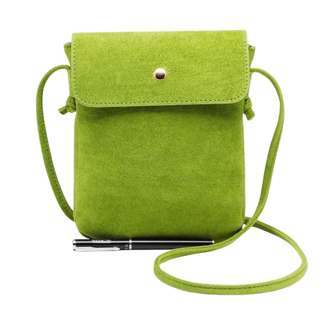 Flic Faux Suede Lime Green Cross Body Bag - Sugarplum Boutique