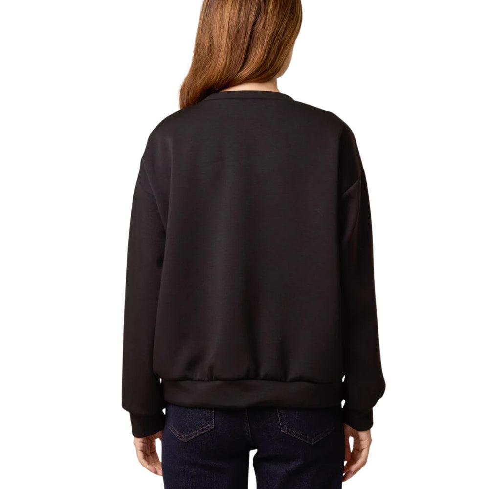 Flick Black Embroidered Flower Soft Touch Sweatshirt - Sugarplum Boutique