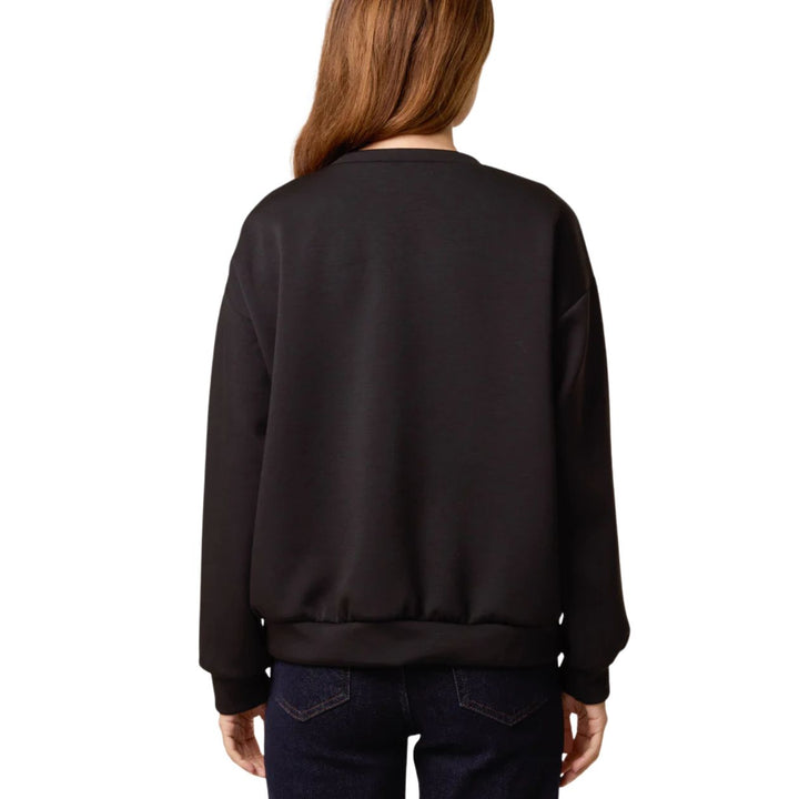 Flick Black Embroidered Flower Soft Touch Sweatshirt - Sugarplum Boutique