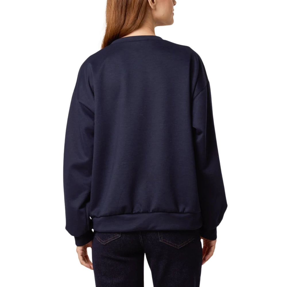 Flick Navy Blue Embroidered Flower Soft Touch Sweatshirt - Sugarplum Boutique