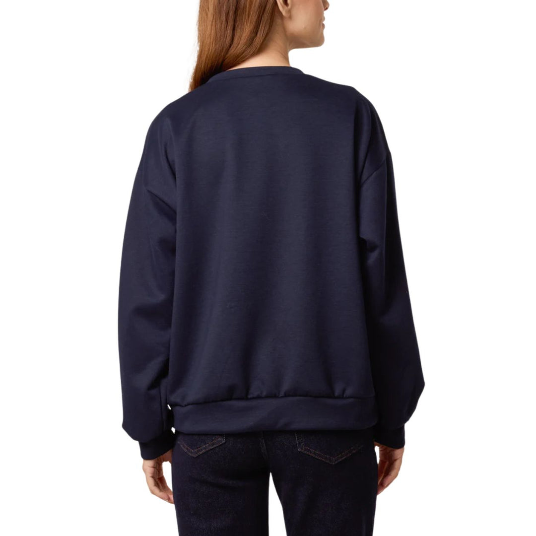 Flick Navy Blue Embroidered Flower Soft Touch Sweatshirt - Sugarplum Boutique