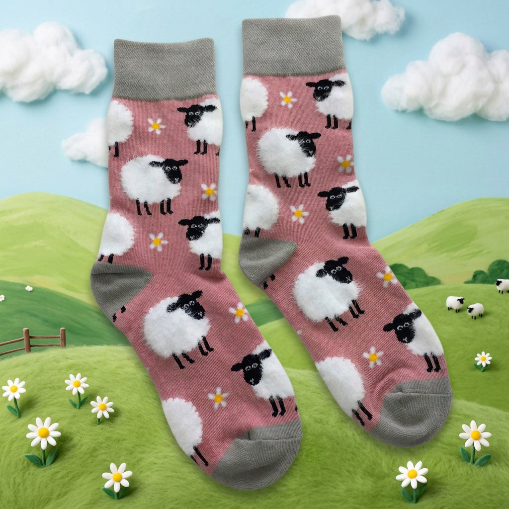 Fluffy Sheep Pink Fun Cosy Socks - Sugarplum Boutique