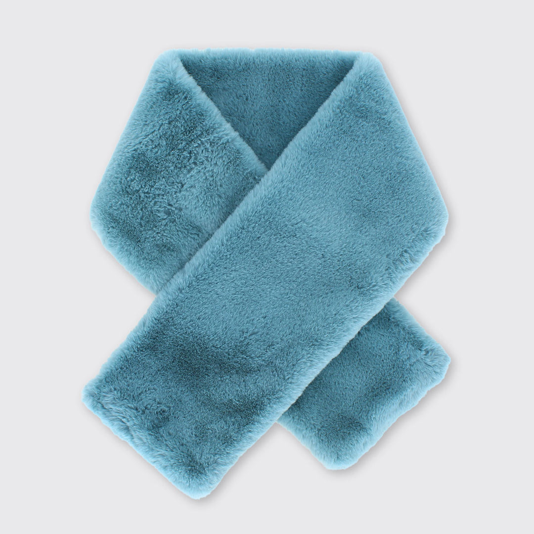 Folie Blue Faux Fur Pull Through Scarf - Sugarplum Boutique