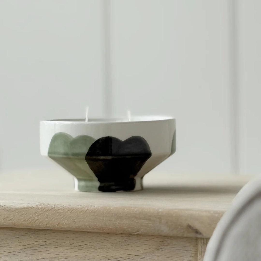 Footed Green Ceramic Candle Bowl - Sugarplum Boutique