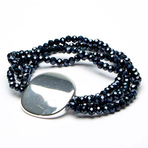 Four Strand Blue Stretch Crystal Disc Bracelet - Sugarplum Boutique